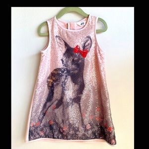 3/$40 ⭐️  H&M Girls Sleeveless Sequinned Baby Fawn Dress SIZE US 3-4Y